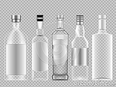 Vector set of transparent glass vodka alcohol Vector Illustration