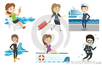 Vector set of traveling people. Vector Illustration