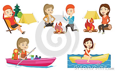 Vector set of traveling people. Vector Illustration