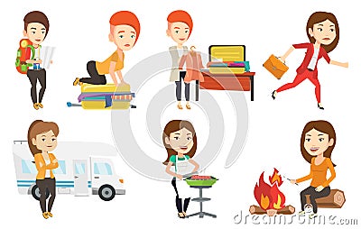 Vector set of traveling people. Vector Illustration