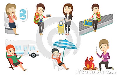 Vector set of traveling people. Vector Illustration