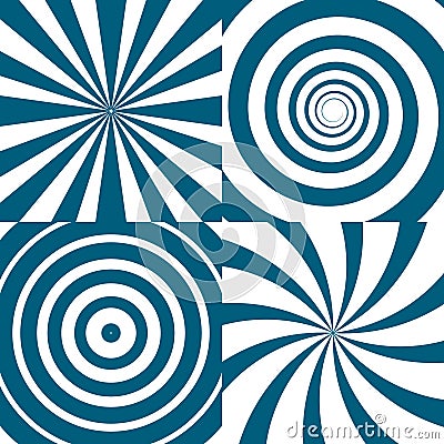 Vector set of twirls. Psychedelic circles and swirl Vector Illustration