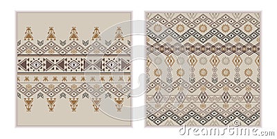 Vector set of two seamless patterns. Ethnic tribal geometric texture Vector Illustration