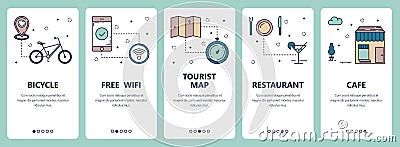 Vector line art web and mobile app template set Vector Illustration