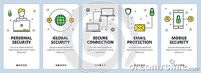 Vector modern thin line personal security concept web banner set Vector Illustration