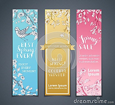 Vector set of vertical floral banners. Vector Illustration