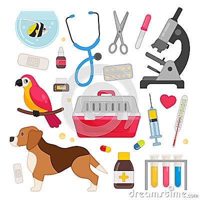 Vector set of veterinary icons. Vector Illustration