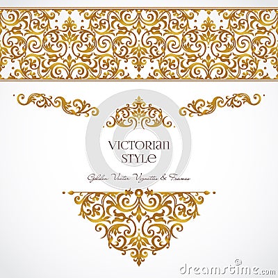 Vector set of vignettes, borders in Victorian style. Vector Illustration