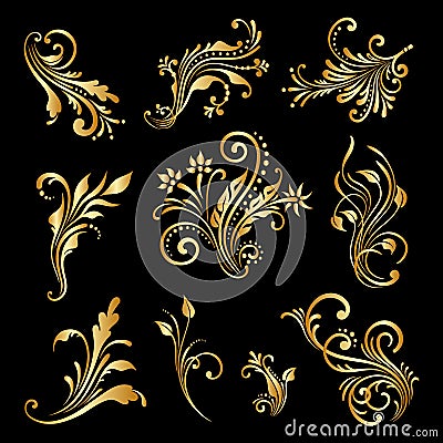 Vector set of vintage decorative elements. Vector Illustration