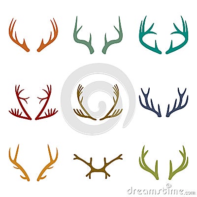 Vector set of vintage deer antlers Vector Illustration