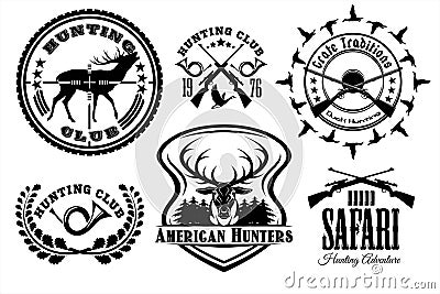 Vector set of vintage hunting emblems. Vector Illustration