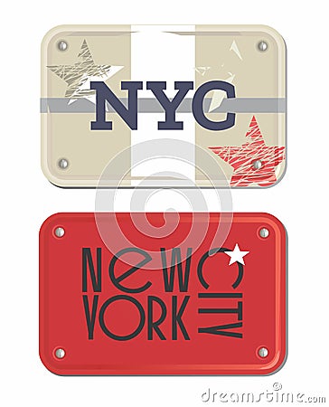 New York City vintage labels with typographic .Vector illustration Stock Photo