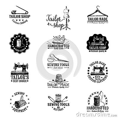 Vector set of vintage tailor labels Vector Illustration