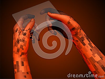 vector set of virtual hands holding a mobile phone. easily replaceable model and screen content Vector Illustration