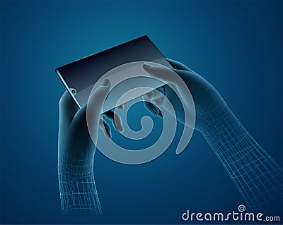 vector set of virtual hands holding a mobile phone. easily replaceable model and screen content Vector Illustration