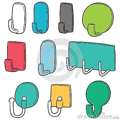 Vector set of wall hooks Vector Illustration