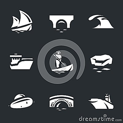 Vector Set of Water and transport Icons. Vector Illustration