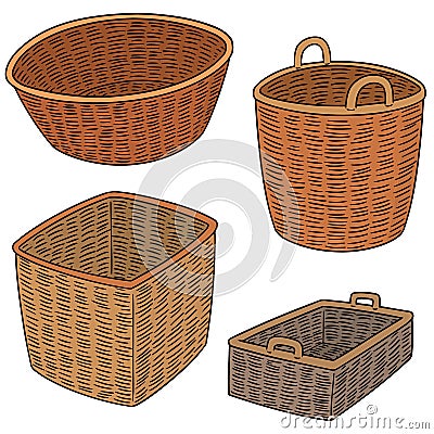 Vector set of wicker baskets Vector Illustration