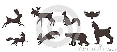 Set of animals in flat style Vector Illustration