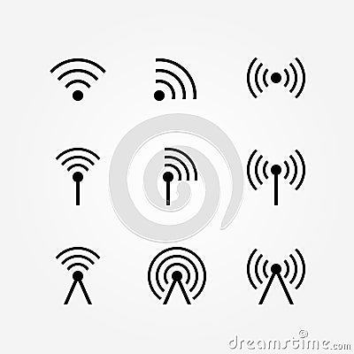 Vector Set of Wireless and Wifi Icons Vector Illustration