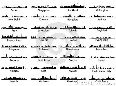 Vector set of world city skylines Vector Illustration