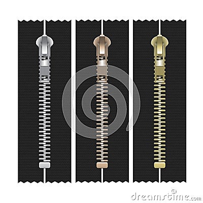 Vector Set of Zippers Vector Illustration