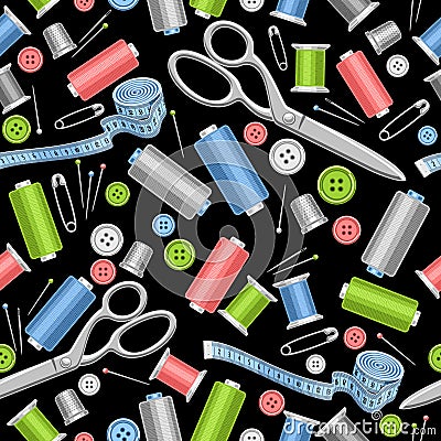 Vector Sewing Seamless Pattern Vector Illustration