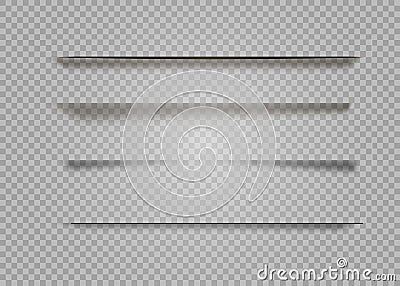 Vector shadows isolated. Page divider with transparent shadows isolated. Set of shadow effects. Vector Illustration