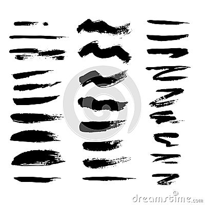 Painted grunge stripes set. Vector Illustration