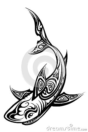 Vector Shark Polynesian Tattoo Vector Illustration