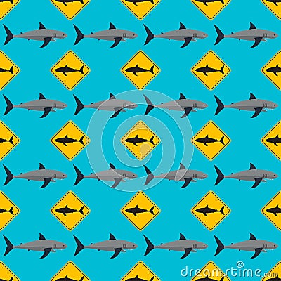 Vector shark seamless pattern. Vector Illustration