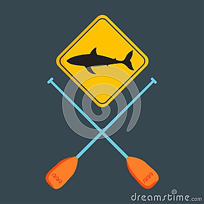 Vector shark silhouette board and paddle. Vector Illustration