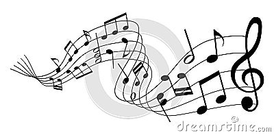 vector sheet music - musical notes melody on transparent background Vector Illustration