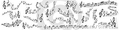 Vector sheet music - musical notes melody on white background Vector Illustration