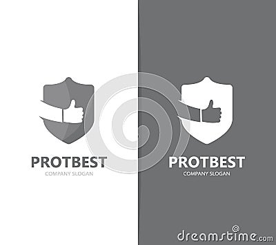 Vector of shield and like logo combination. Security and best symbol or icon. Unique protect and lawyer logotype design Vector Illustration