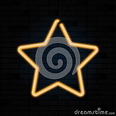 Vector Shining Star, Glowing on Dark Background Bright Yellow Icon. Vector Illustration