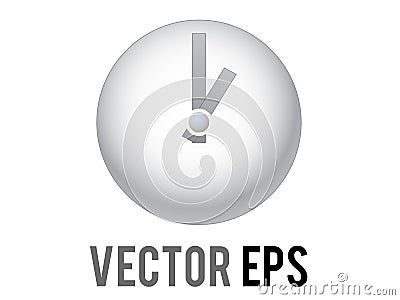 Vector shinny silver time clock icon with gray hour, minute hands and white front face Vector Illustration