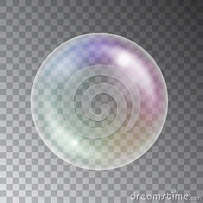 Vector shiny colorful soap bubble isolated on dark background Vector Illustration