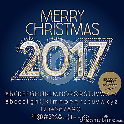 Vector shiny glitter Merry Christmas 2017 greeting card Vector Illustration