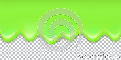 Vector shiny green flowing slime border with shadow isolated on Vector Illustration