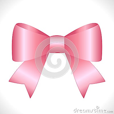 Vector Shiny Pink Satin Gift Bow Vector Illustration