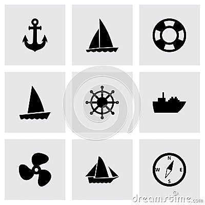 Vector ship and boat icon set Vector Illustration