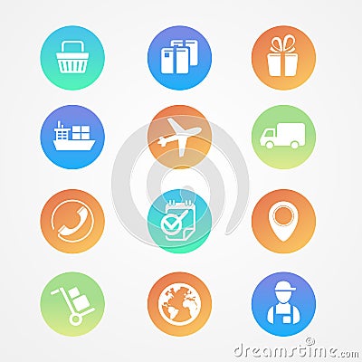 Vector Shipping, Logistics and cargo icon set Vector Illustration