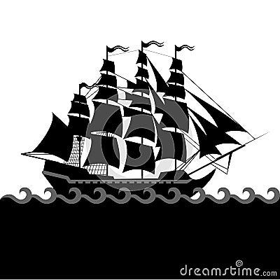 Vector ships set with separate editable elements. Vector Illustration