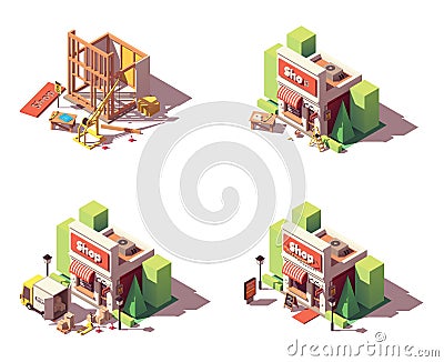 Vector shop opening icon set Vector Illustration