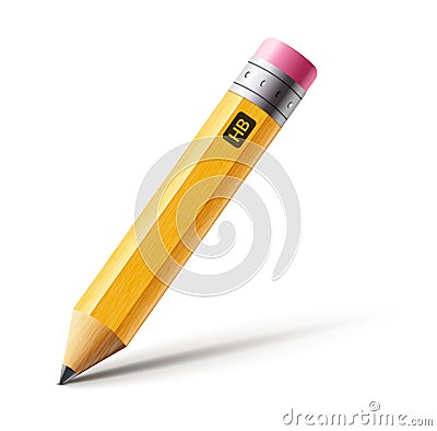 Vector short yellow pencil, Realistic pencil isolated cartoon with rubber eraser Vector Illustration