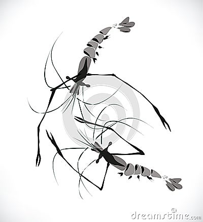 Vector shrimp swim Vector Illustration