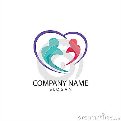 Vector Sign a mother adoption community and people care and couple Stock Photo