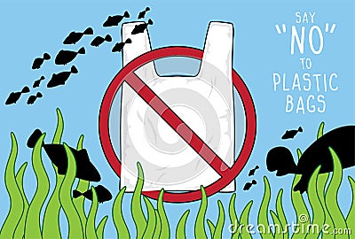 Vector sign, say no to plastic bags. Vector Illustration