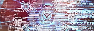 Composite image of vector sign of wifi with connecting lines Stock Photo